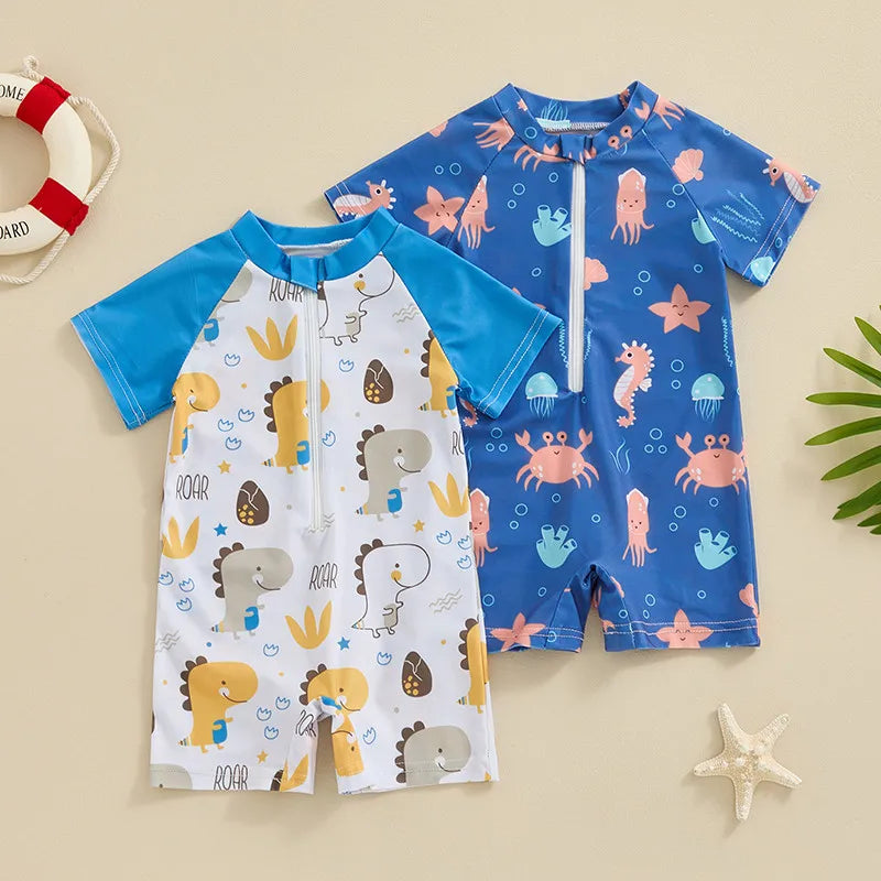 Under-the-Sea Fun – Toddler Boys Rash Guard Swimsuit!
