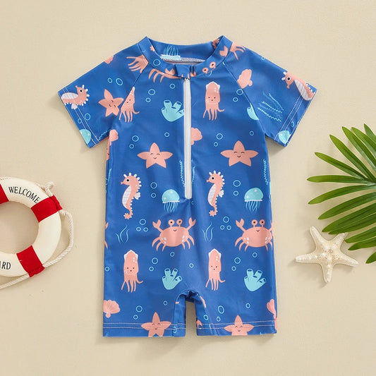 Under-the-Sea Fun – Toddler Boys Rash Guard Swimsuit!