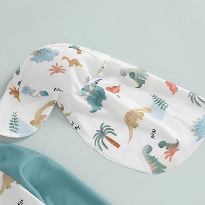 Dino Splash! Baby & Toddler Boys Zip-Up Swimsuit & Swim Cap Set