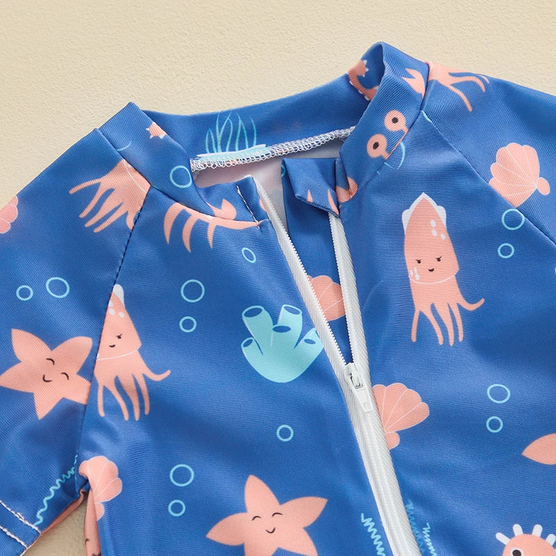 Under-the-Sea Fun – Toddler Boys Rash Guard Swimsuit!