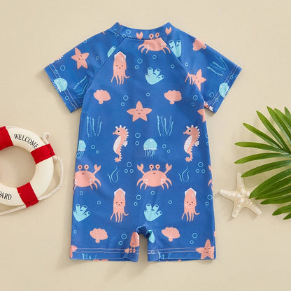 Under-the-Sea Fun – Toddler Boys Rash Guard Swimsuit!